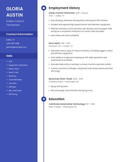 Solids Control Technician Resume