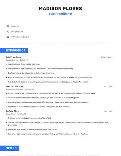 Solo Practitioner Resume