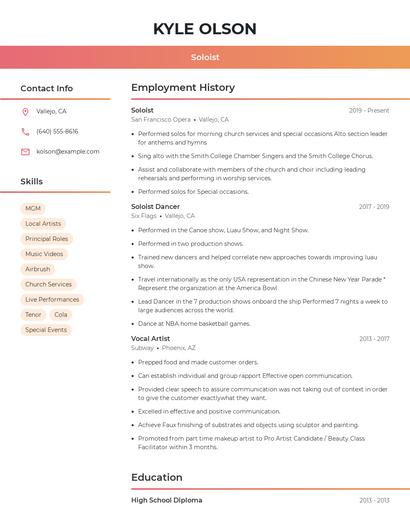 Soloist Resume