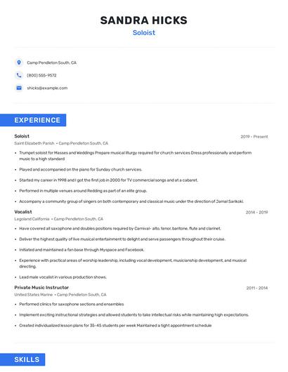 Soloist Resume