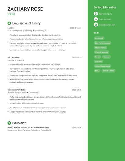 Soloist Resume