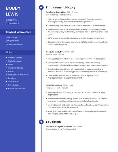 Solutions Consultant Resume