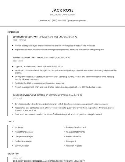 Solutions Consultant Resume