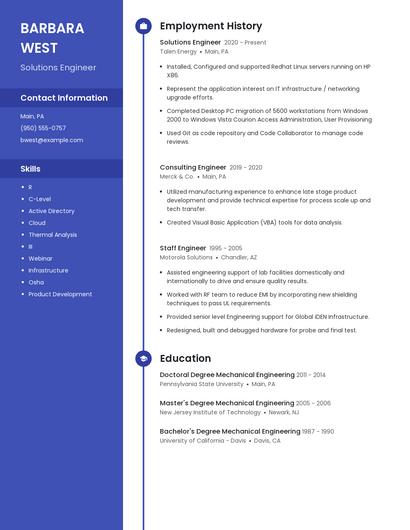 Solutions Engineer Resume