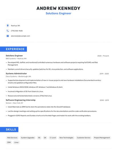 Solutions Engineer Resume