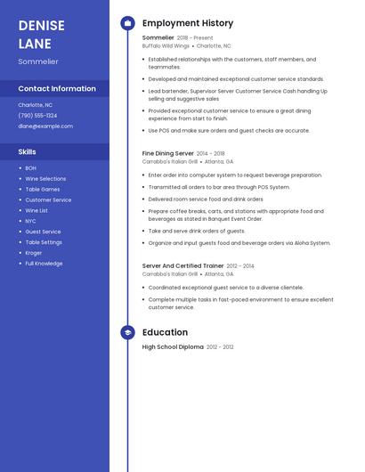 Sommelier Resume