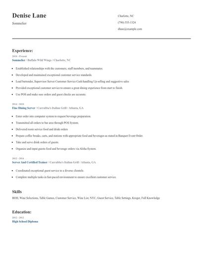 Sommelier Resume
