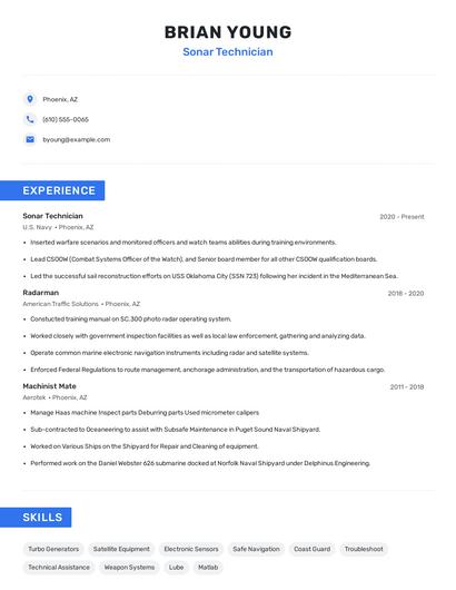 Sonar Technician Resume
