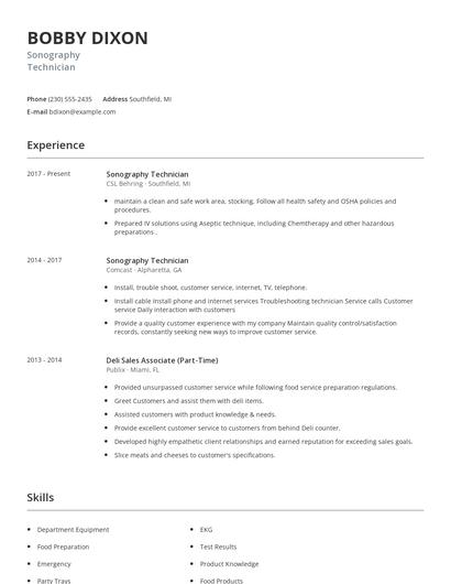 Sonography Technician Resume