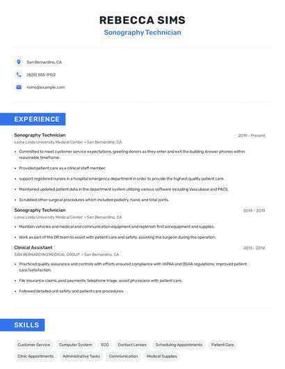 Sonography Technician Resume
