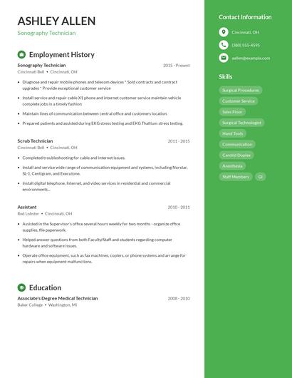 Sonography Technician Resume