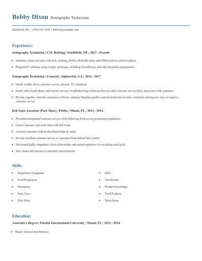 Sonography Technician Resume