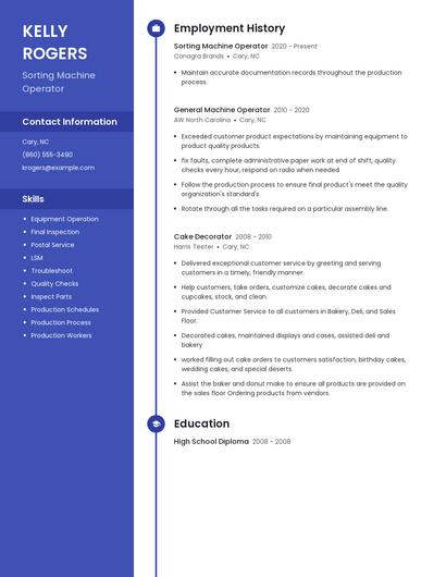 Sorting Machine Operator Resume