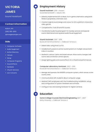 Sound Assistant Resume