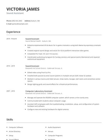 Sound Assistant Resume