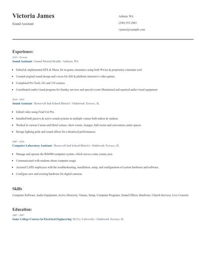 Sound Assistant Resume
