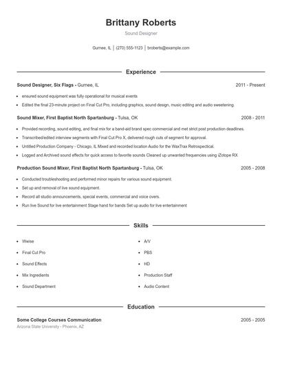Resume example 1