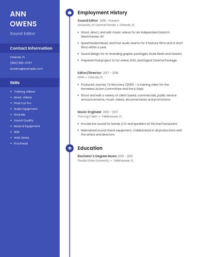 Sound Editor Resume