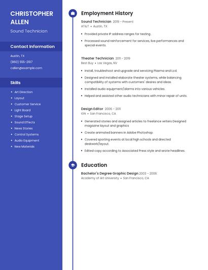 Sound Technician Resume