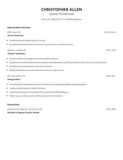 Sound Technician Resume