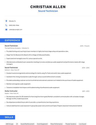 Sound Technician Resume