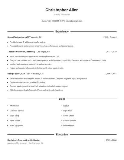 Resume example 1