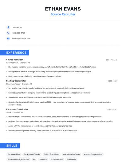 Source Recruiter Resume