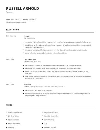 Sourcer Resume