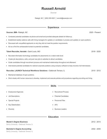 Sourcer Resume