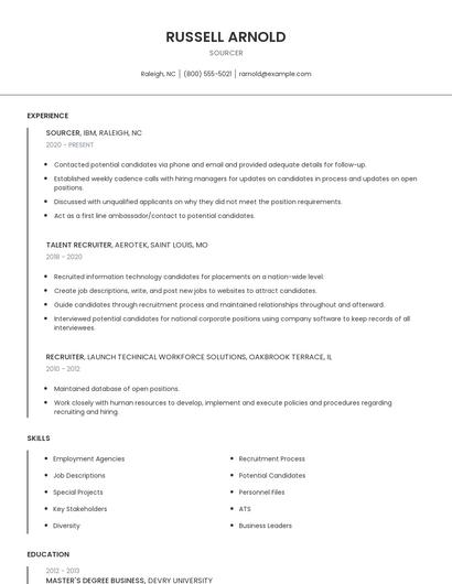 Sourcer Resume