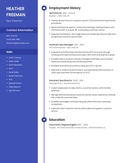 Spa Director Resume