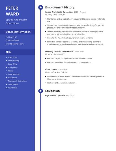 Space And Missile Operations Resume