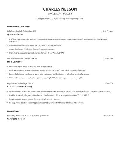 Space Controller Resume