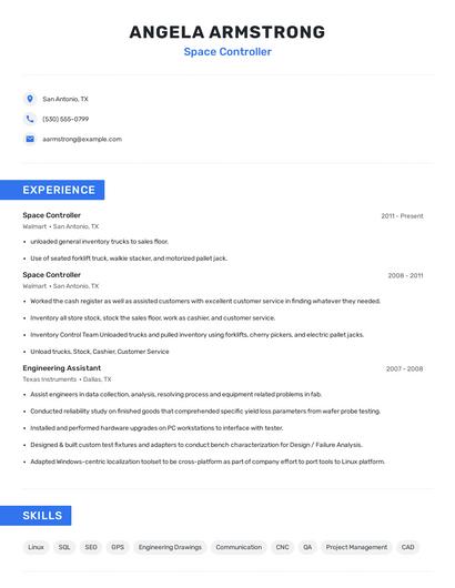 Space Controller Resume