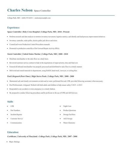 Space Controller Resume