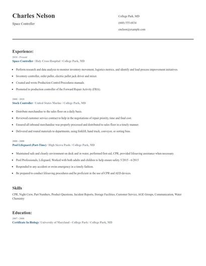 Space Controller Resume