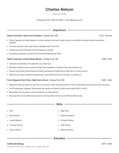 Space Controller Resume