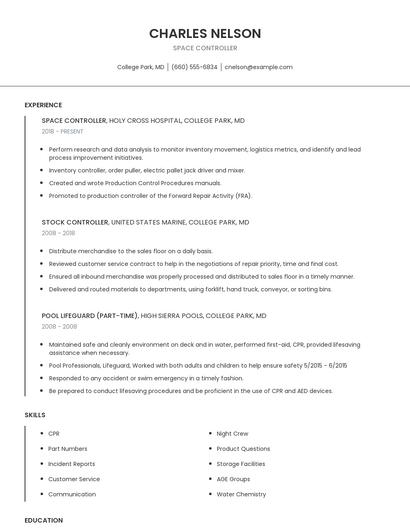 Space Controller Resume