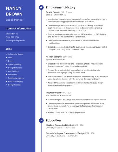 Space Planner Resume