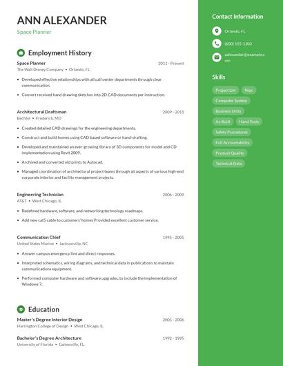 Space Planner Resume