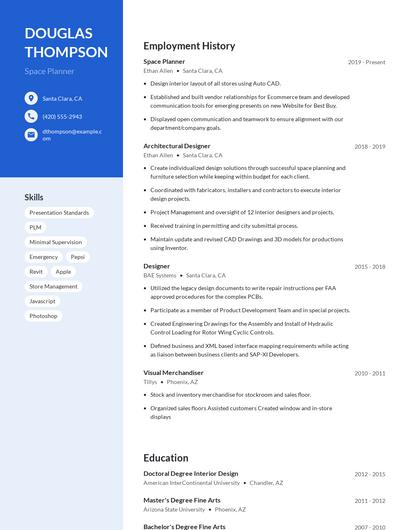 Space Planner Resume