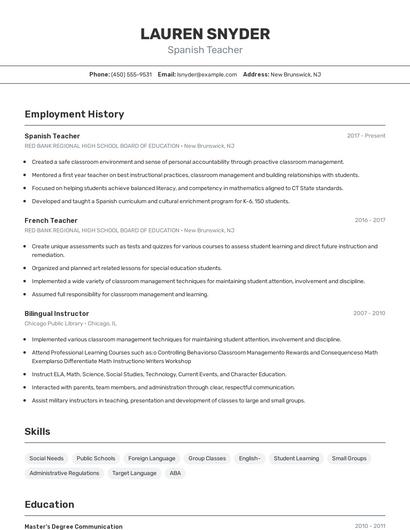 Resume example 2