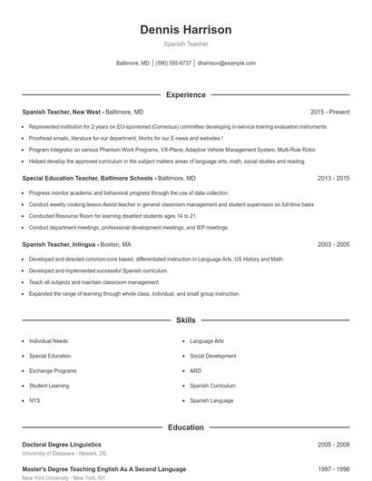 Resume example 1