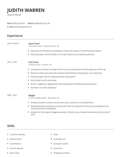 Spare Hand Resume