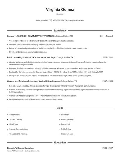 Resume example 1