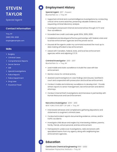 Special Agent Resume