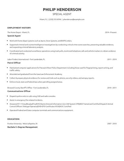 Special Agent Resume