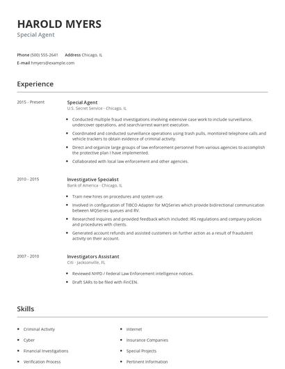 Special Agent Resume