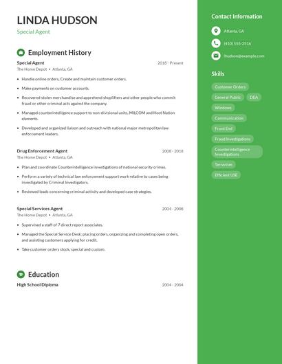 Special Agent Resume