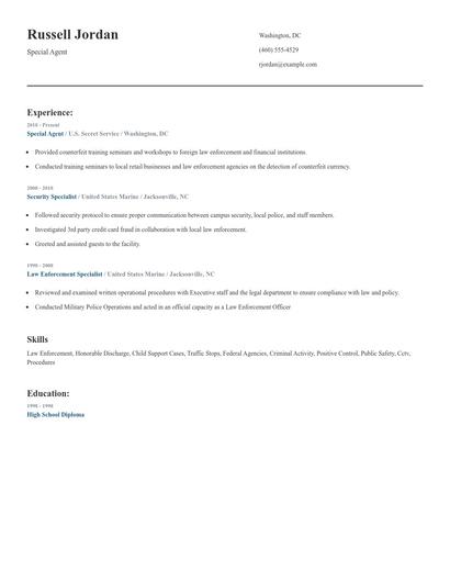 Special Agent Resume